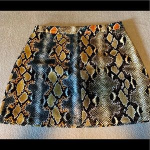 Leather Snakeskin Mini Skirt